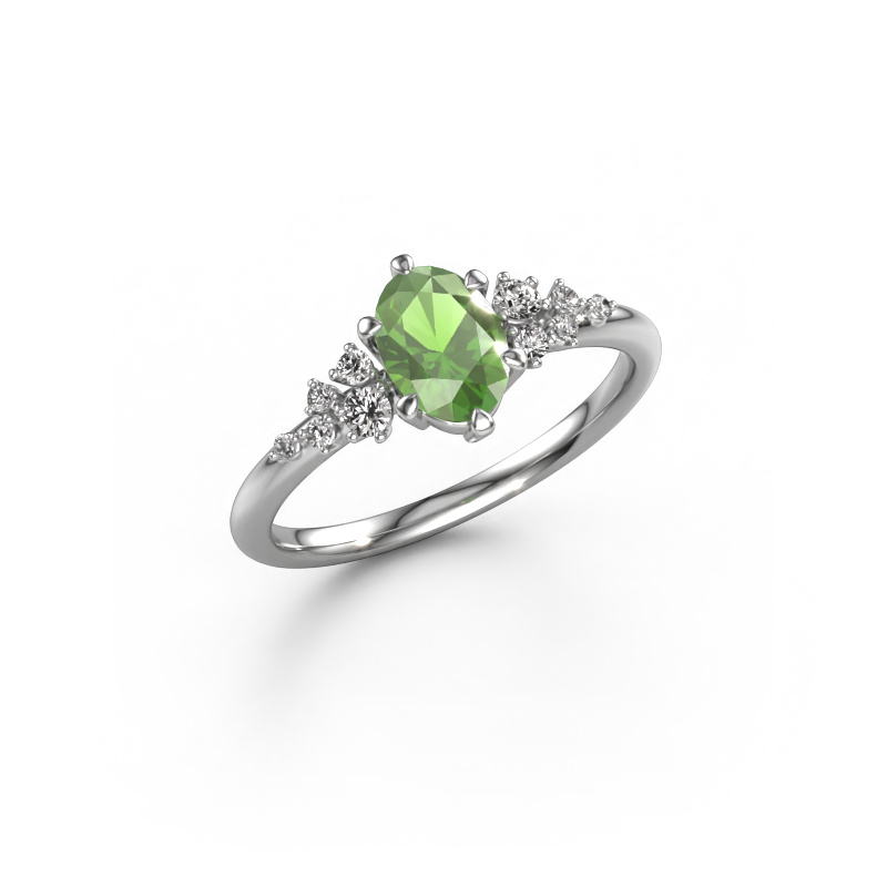 Image de Bague Royce OVL 950 platine Vert tourmaline 7x5 mm