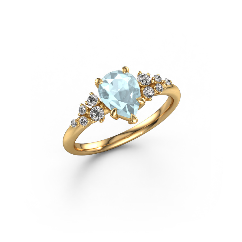 Image of Engagement ring Royce PER 585 gold Aquamarine 8x6 mm