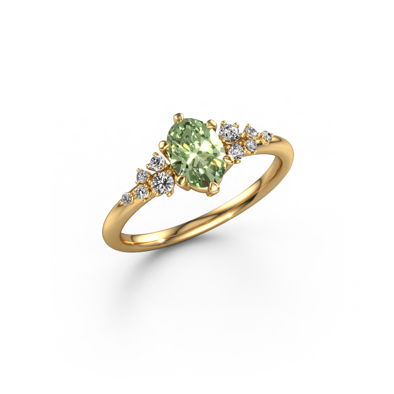 Image de Bague Royce OVL 585 or jaune Diamants synthétiques vert 7x5 mm