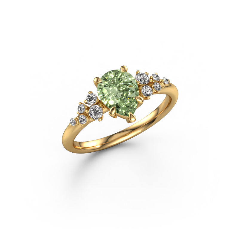 Image of Ring Royce PER 585 gold Green lab grown diamond 8x6 mm