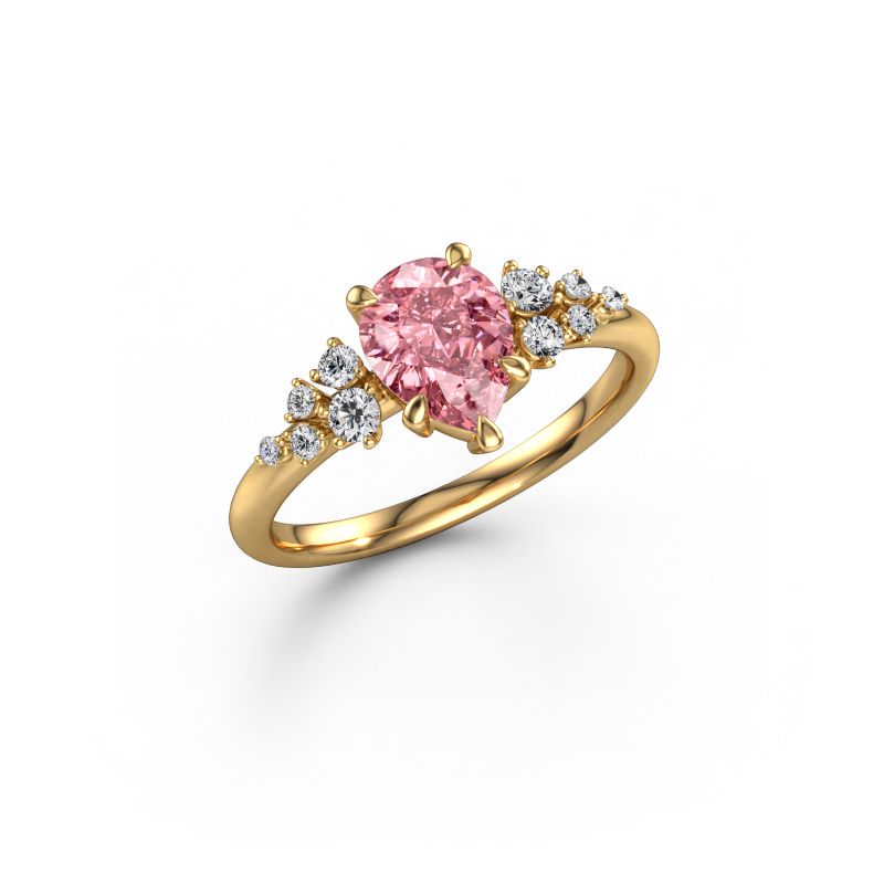 Image of Engagement ring Royce PER 585 gold Pink lab grown diamond 8x6 mm