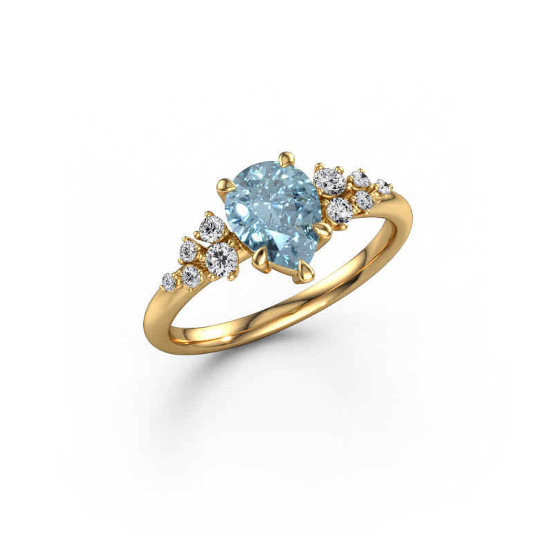 Image of Ring Royce PER 585 gold Blue lab grown diamond 8x6 mm