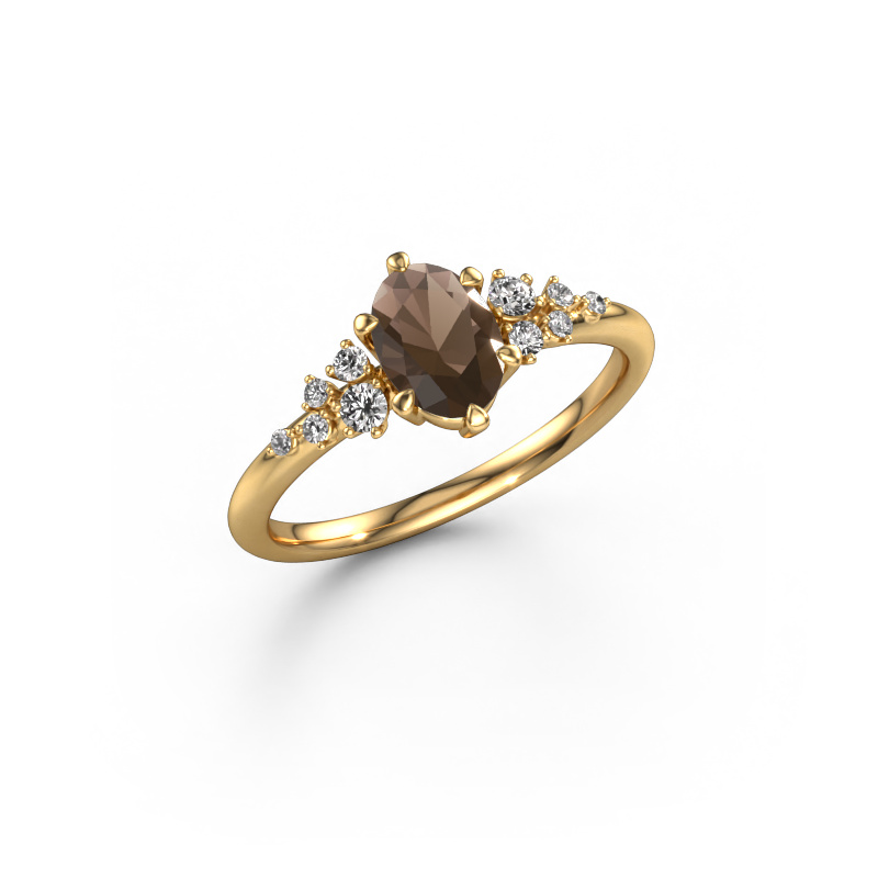 Image of Ring Royce OVL 585 gold Smokey quartz 7x5 mm