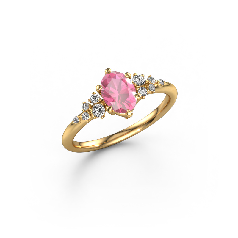 Image de Bague Royce OVL 585 or jaune Saphir rose 7x5 mm