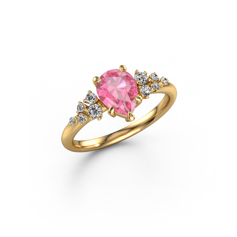Image of Engagement ring Royce PER 585 gold Pink sapphire 8x6 mm