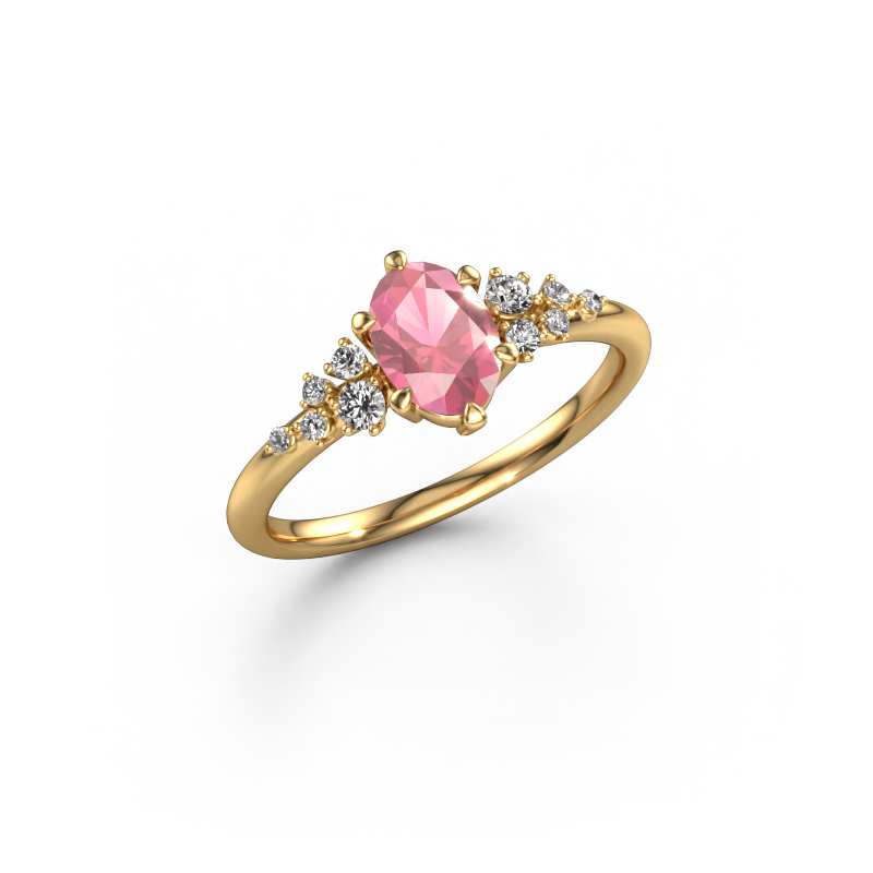 Image de Bague Royce OVL 585 or jaune Rose tourmaline 7x5 mm