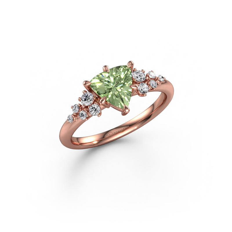 Image of Engagement ring Royce TRI 585 rose gold Green lab grown diamond 7 mm