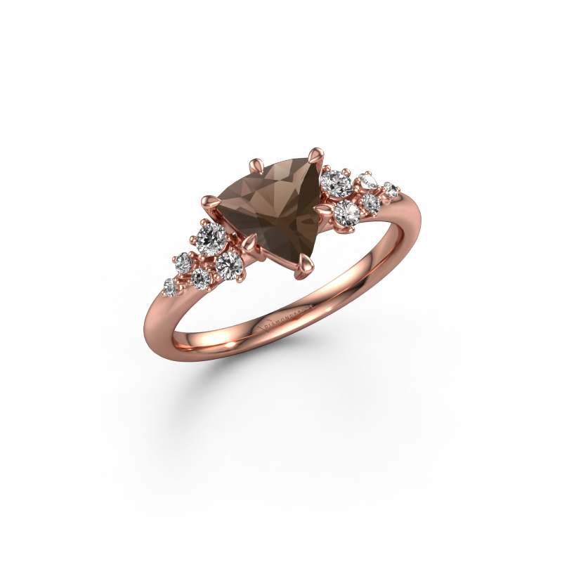 Image of Engagement ring Royce TRI 585 rose gold Smokey quartz 7 mm