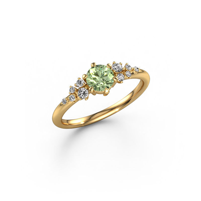 Image de Bague de fiançailles Royce RND 585 or jaune Diamants synthétiques vert 5 mm