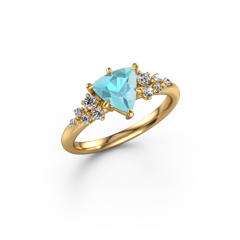 Image of Engagement ring Royce TRI 585 gold Blue topaz 7 mm