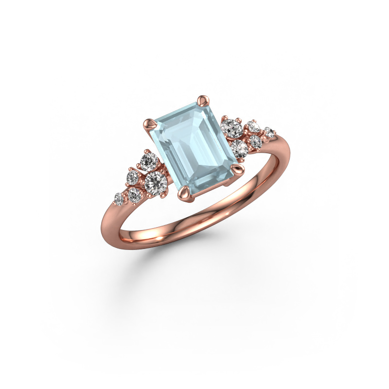 Image of Engagement ring Royce EME 585 rose gold Aquamarine 8x6 mm