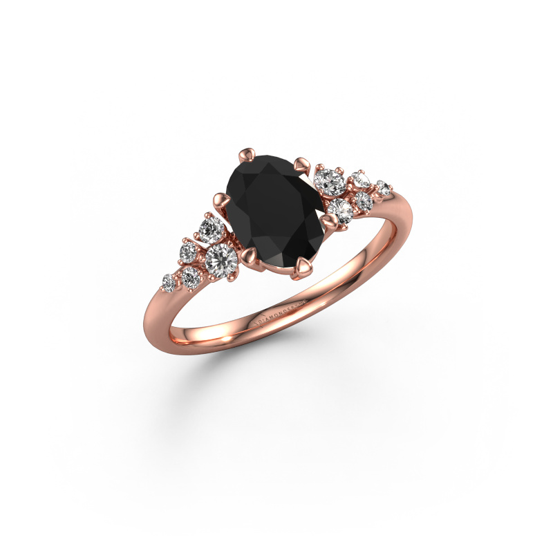 Image of Engagement ring Royce OVL 585 rose gold Black diamond 1.601 crt