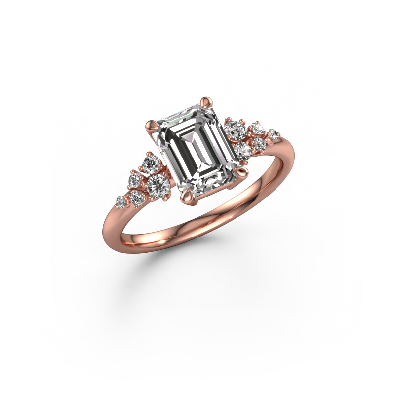 Afbeelding van Verlovingsring Royce EME 585 rosé goud Custom diamant 8x6 mm