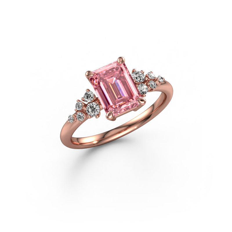 Image of Engagement ring Royce EME 585 rose gold Pink lab grown diamond 8x6 mm