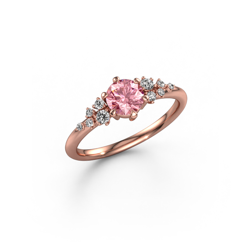 Image de Bague Royce RND 585 or rose Diamant synthétique roze 5.5 mm