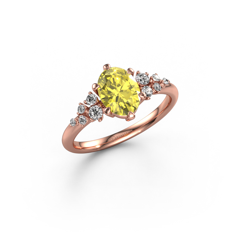 Image of Engagement ring Royce OVL 585 rose gold Yellow lab grown diamond 8x6 mm