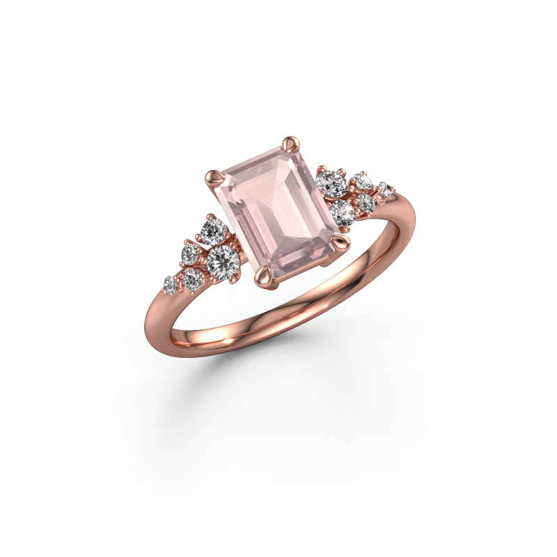 Afbeelding van Ring Royce EME 585 rosé goud Morganiet champagne 8x6 mm