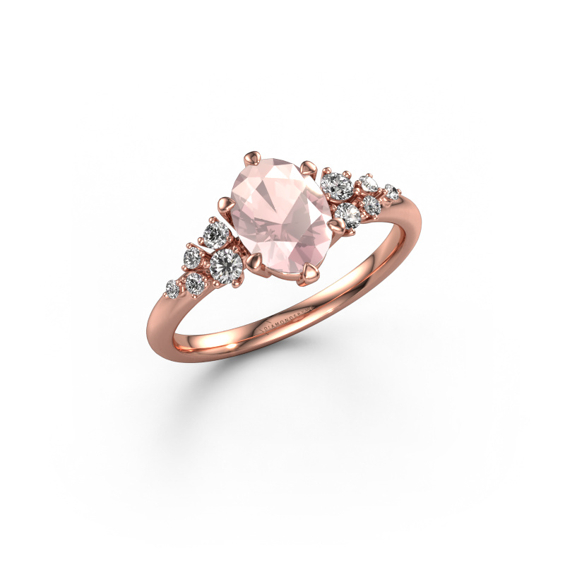 Image of Engagement ring Royce OVL 585 rose gold Morganite champagne 8x6 mm