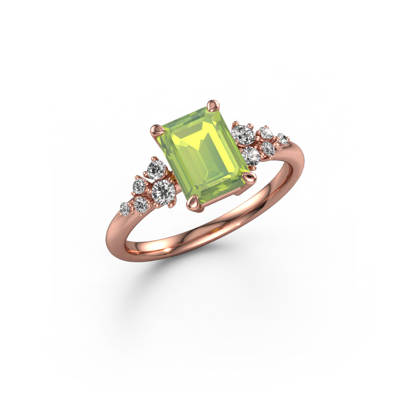 Image of Engagement ring Royce EME 585 rose gold Peridot 8x6 mm