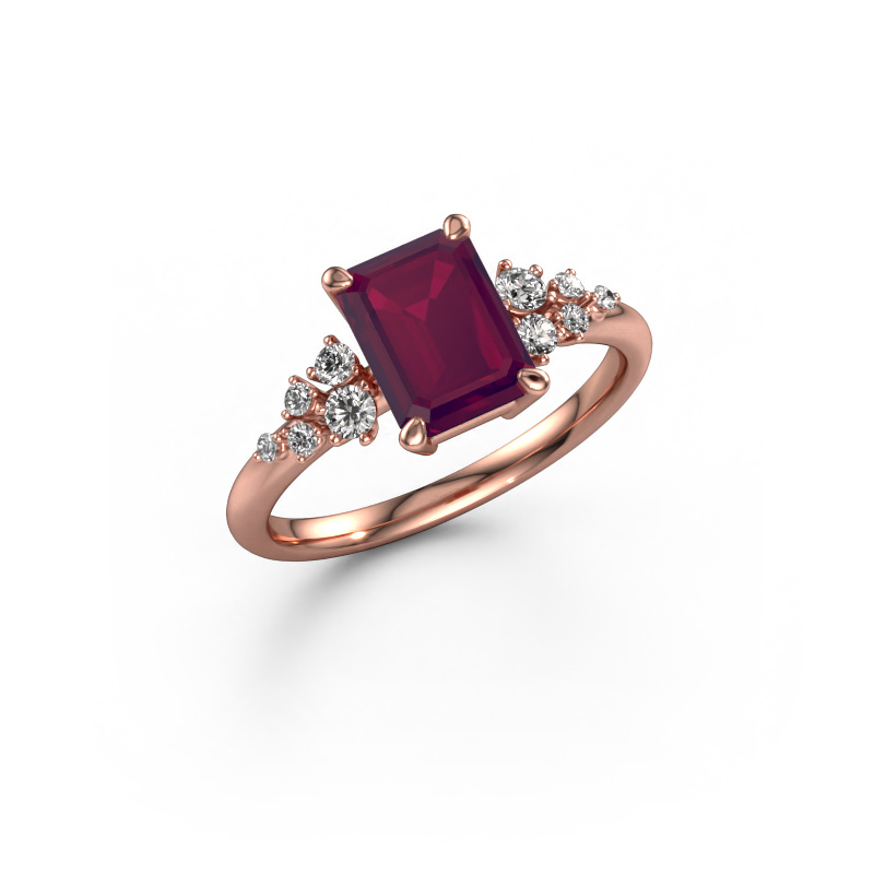 Bild von Verlobungsring Royce EME 585 Roségold Rhodolit 8x6 mm