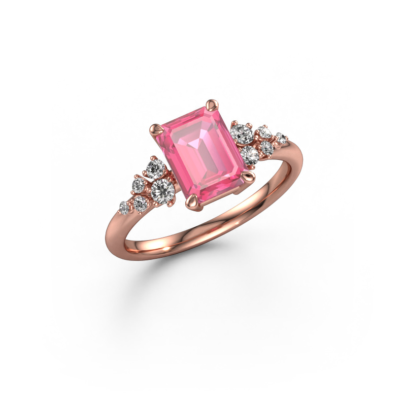 Image of Ring Royce EME 585 rose gold Pink sapphire 8x6 mm