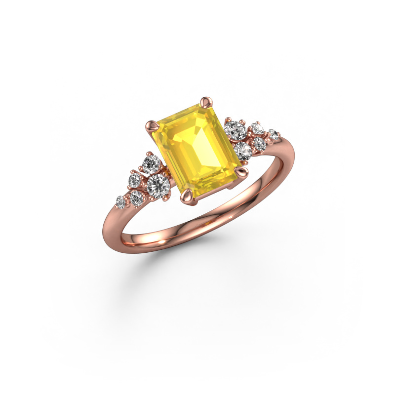 Image of Engagement ring Royce EME 585 rose gold Yellow sapphire 8x6 mm