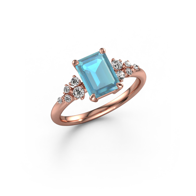 Bild von Ring Royce EME 585 Roségold Blau Topas 8x6 mm