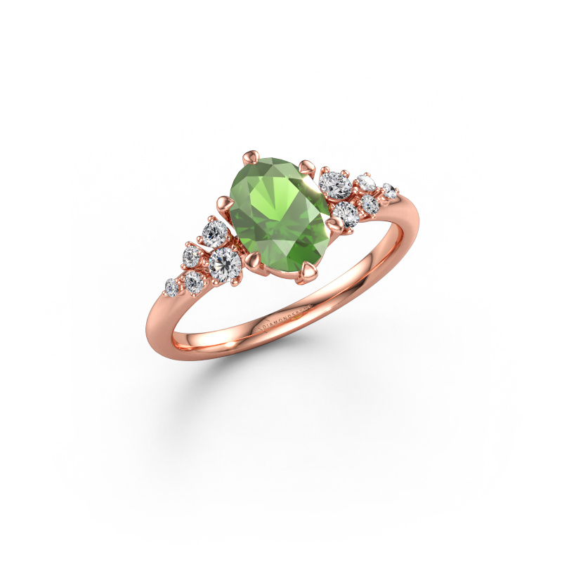 Bild av Förlovningsring Royce OVL 585 roséguld Grön turmalin 8x6 mm