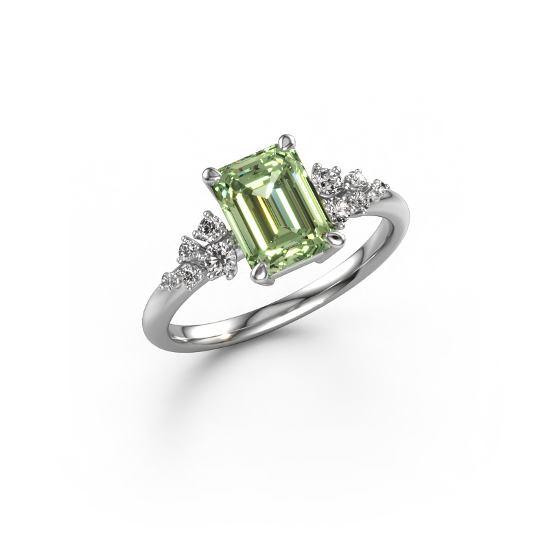 Image of Engagement ring Royce EME 950 platinum Green lab grown diamond 8x6 mm