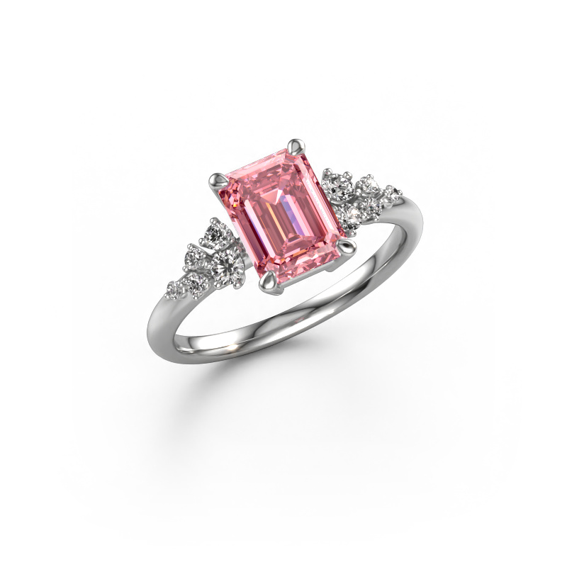 Image of Engagement ring Royce EME 950 platinum Pink lab grown diamond 8x6 mm