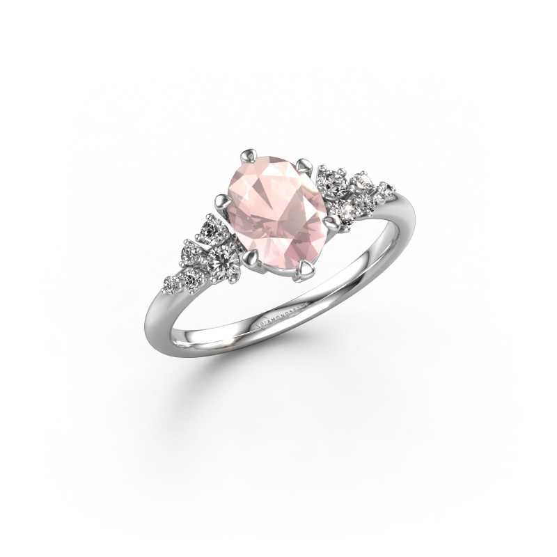Image of Engagement ring Royce OVL 585 white gold Morganite champagne 8x6 mm