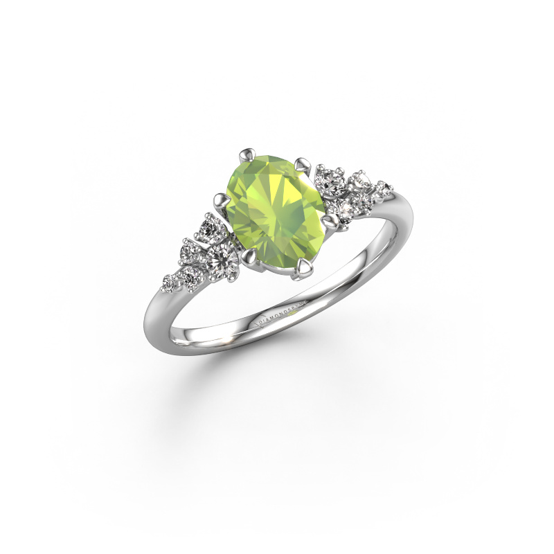 Image of Engagement ring Royce OVL 950 platinum Peridot 8x6 mm