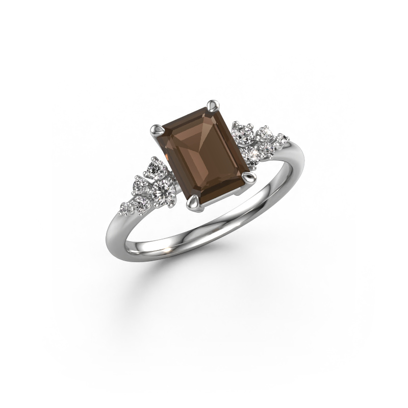 Image of Engagement ring Royce EME 950 platinum Smokey quartz 8x6 mm