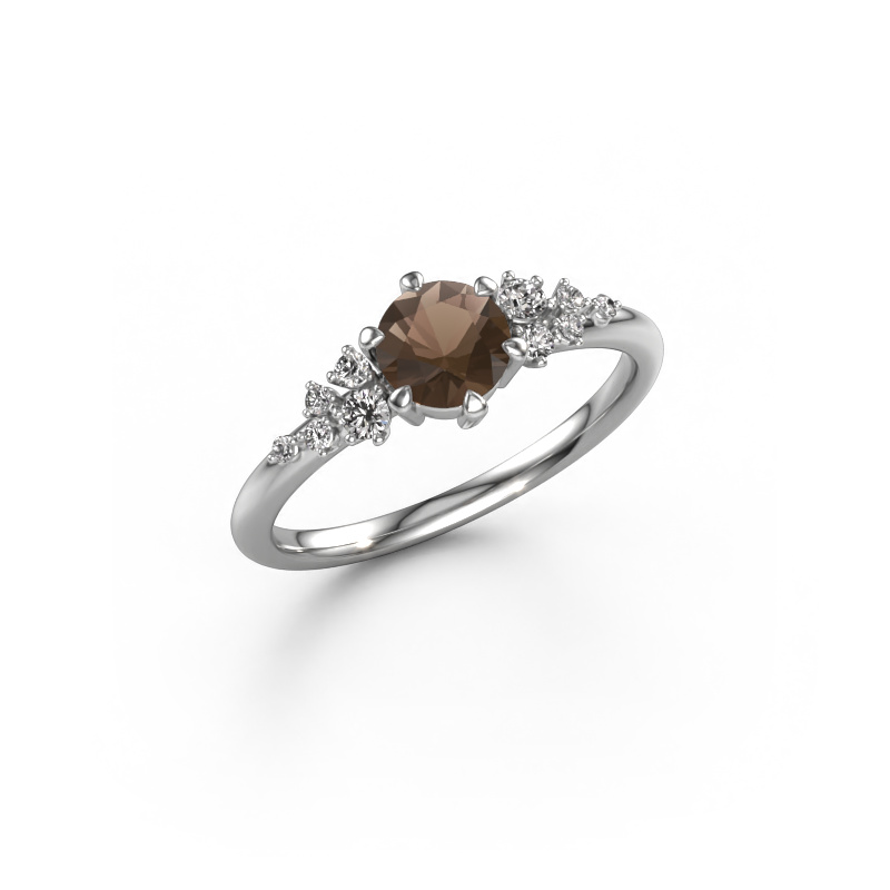 Image of Ring Royce RND 950 platinum Smokey quartz 5.5 mm