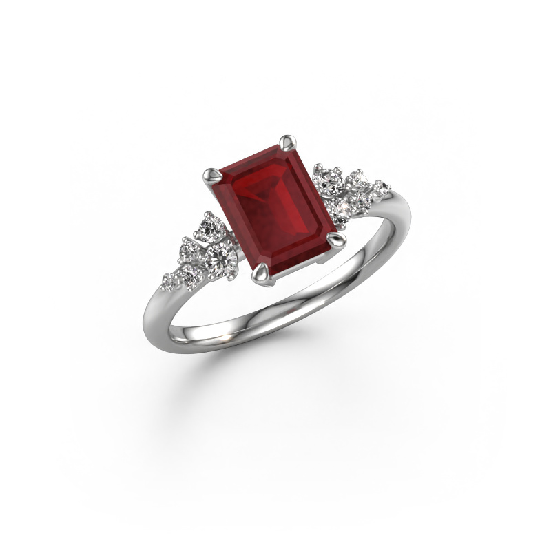 Image de Bague de fiançailles Royce EME 950 platine Rubis 8x6 mm