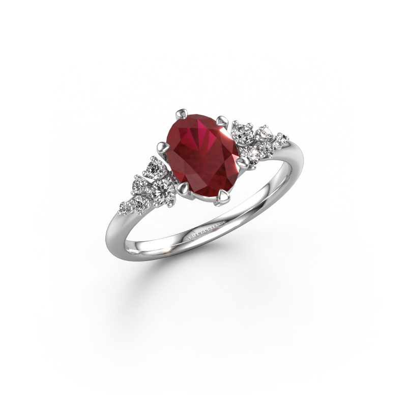 Image of Engagement ring Royce OVL 950 platinum Ruby 8x6 mm