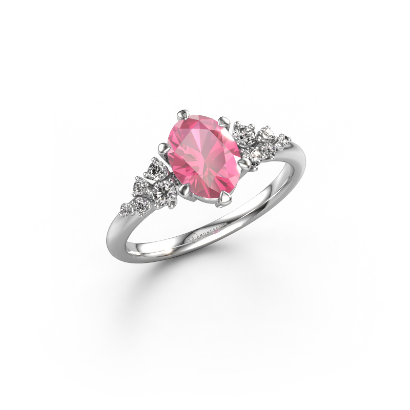 Image de Bague de fiançailles Royce OVL 585 or blanc Saphir rose 8x6 mm