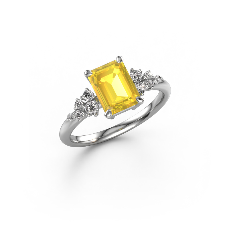 Image of Ring Royce EME 585 white gold Yellow sapphire 8x6 mm