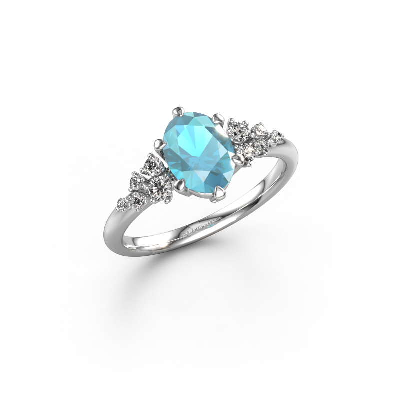 Image of Engagement ring Royce OVL 950 platinum Blue topaz 8x6 mm