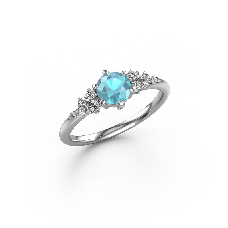 Image de Bague Royce RND 585 or blanc Topaze bleue 5.5 mm