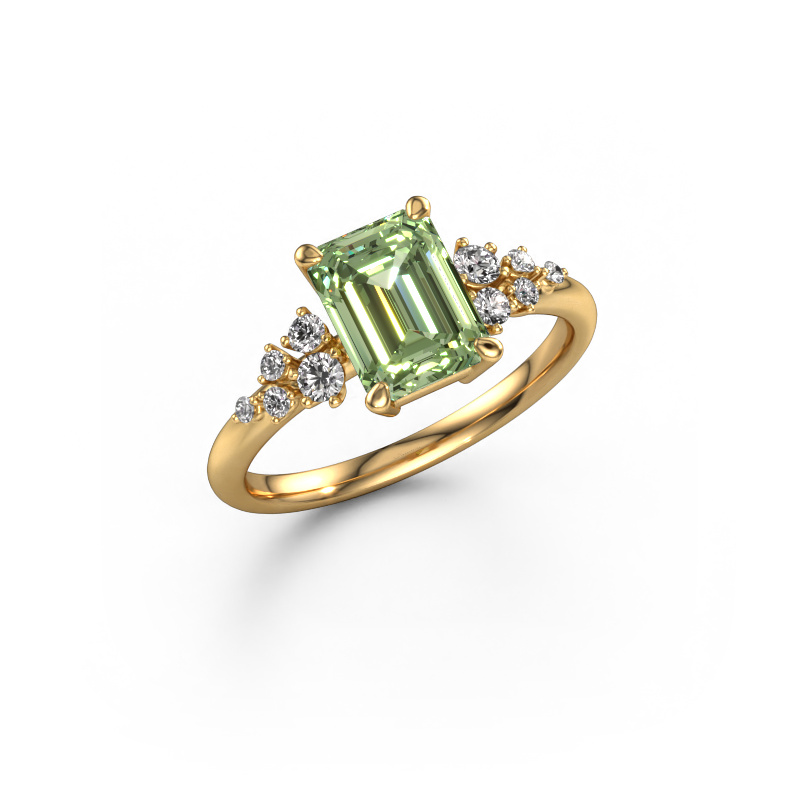 Image of Engagement ring Royce EME 585 gold Green lab grown diamond 8x6 mm