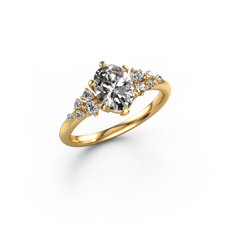 Image of Engagement ring Royce OVL 585 gold Zirconia 8x6 mm