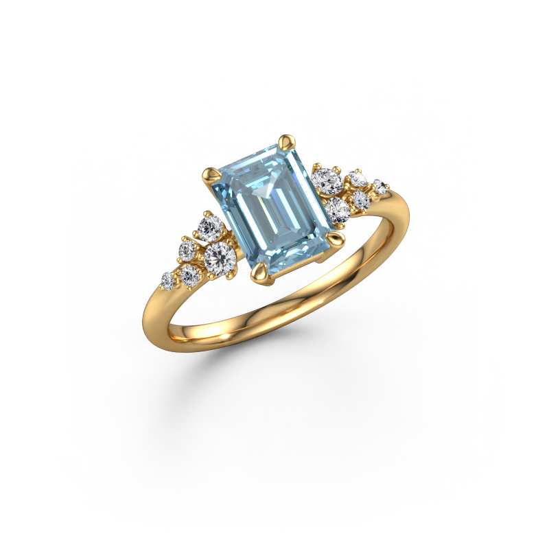 Image of Engagement ring Royce EME 585 gold Blue lab grown diamond 8x6 mm