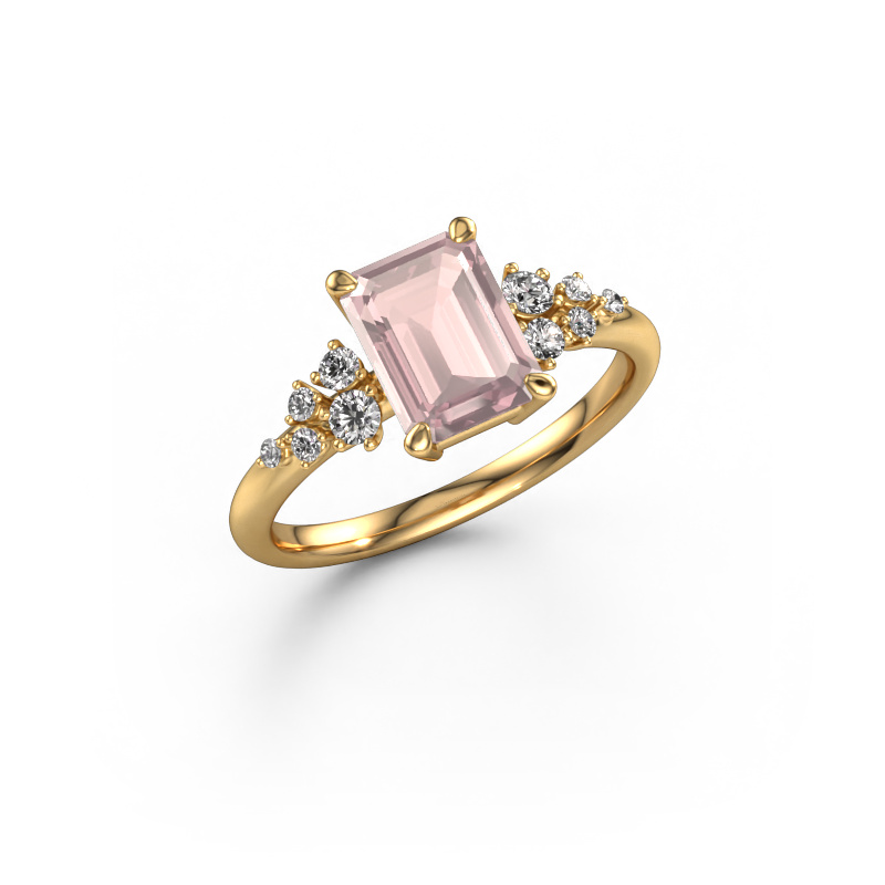 Image of Engagement ring Royce EME 585 gold Morganite champagne 8x6 mm