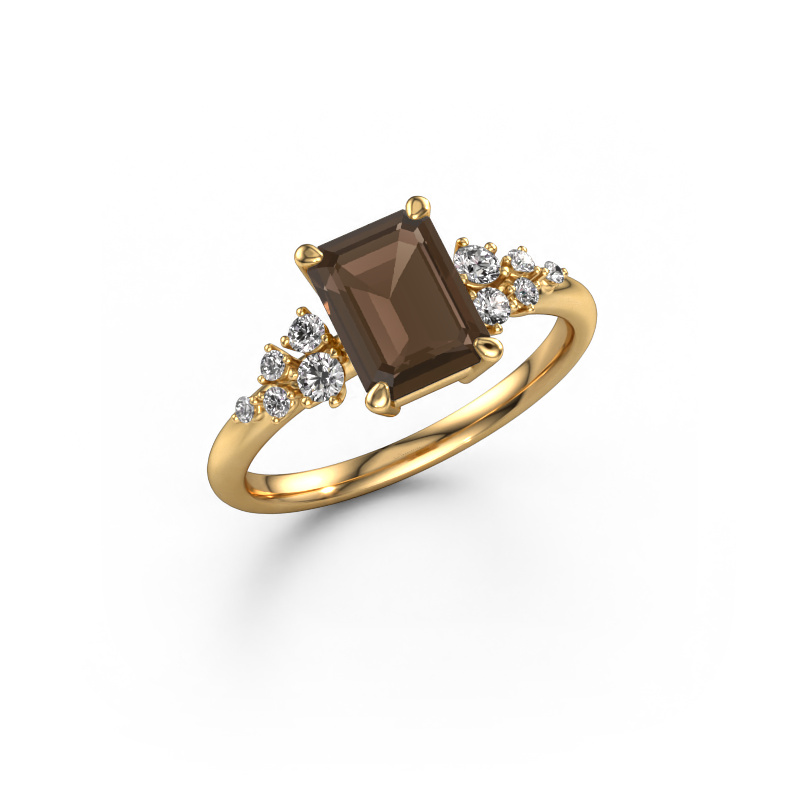 Image of Ring Royce EME 585 gold Smokey quartz 8x6 mm