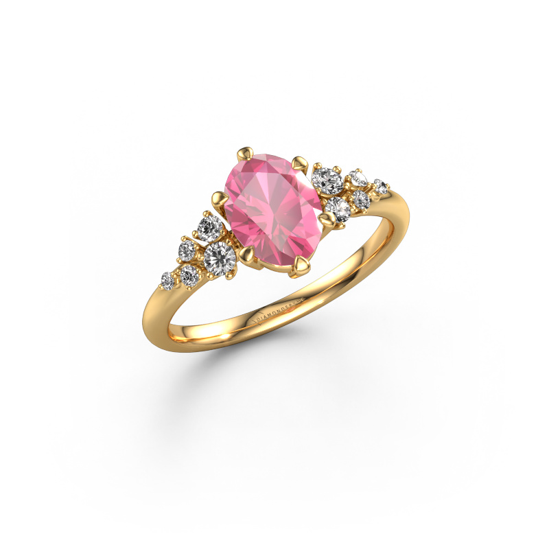 Image of Engagement ring Royce OVL 585 gold Pink sapphire 8x6 mm