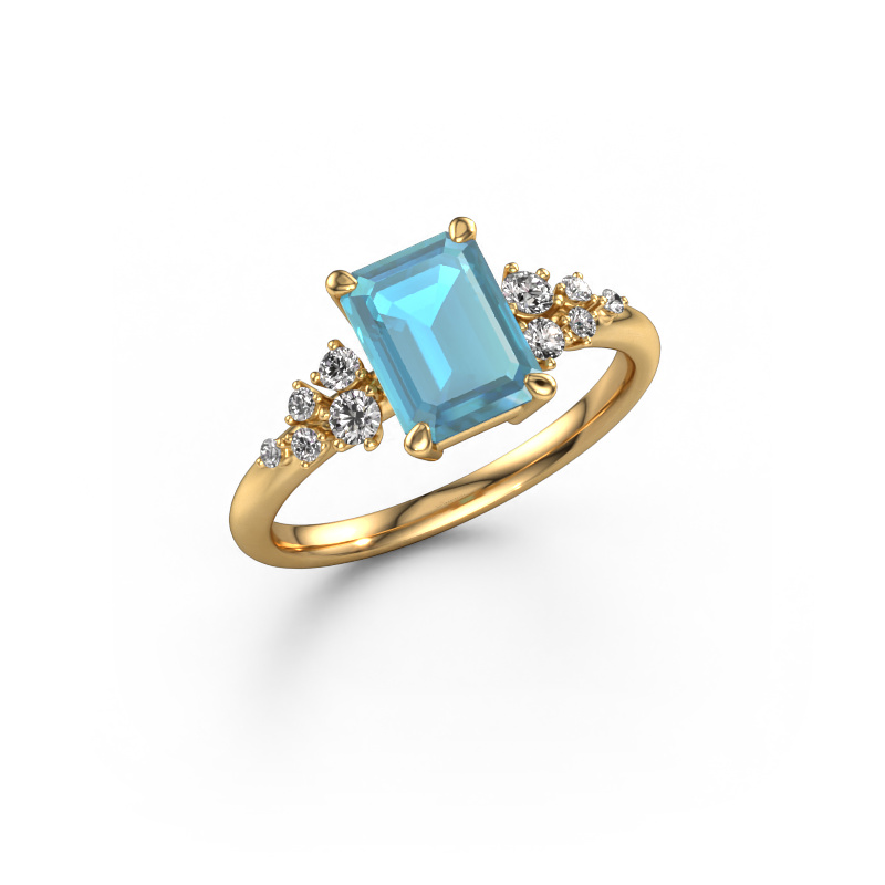 Image of Ring Royce EME 585 gold Blue topaz 8x6 mm