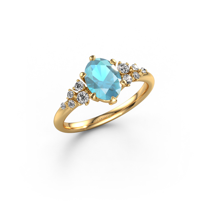 Bild von Verlobungsring Royce OVL 585 Gold Blau Topas 8x6 mm