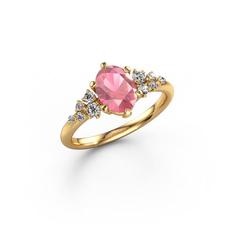 Image of Engagement ring Royce OVL 585 gold Tourmaline pink 8x6 mm
