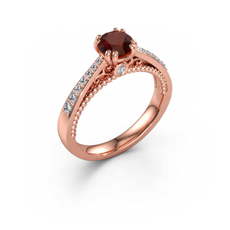 Bild av Förlovningsring Rozella 585 roséguld Granat 5.5 mm